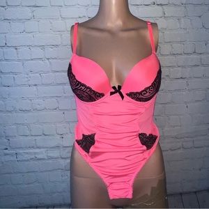 Black Fuschia Pink & Black Lingerie top size M